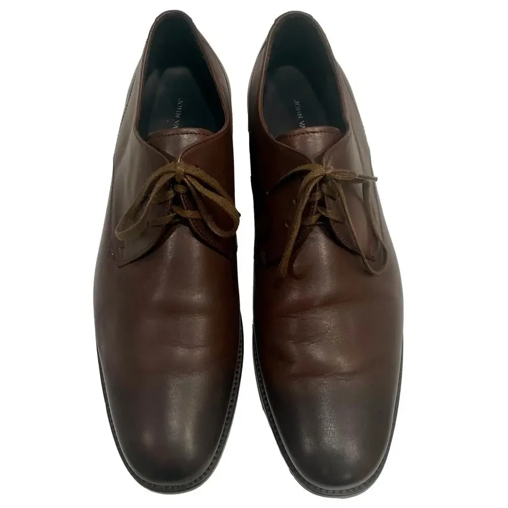 John Varvatos Luxe Lace Up Leather Oxfords Brown | Men 9.5 EUC